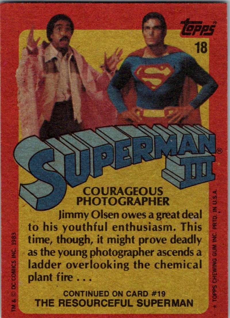 1983 Topps Superman III #18 Courageous Photographer Image 2