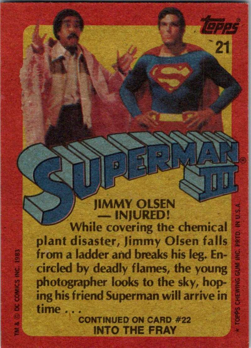 1983 Topps Superman III #21 Jimmy Olsen--Injured! Image 2