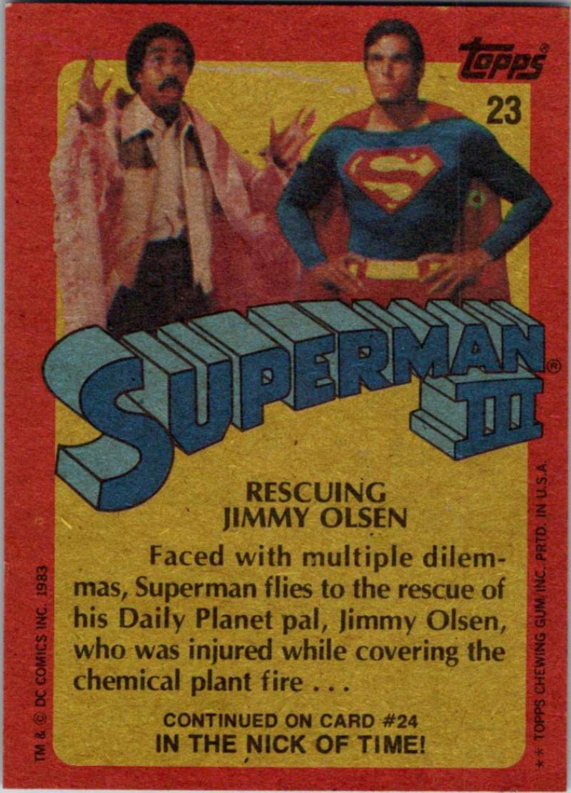 1983 Topps Superman III #23 Rescuing Jimmy Olsen Image 2