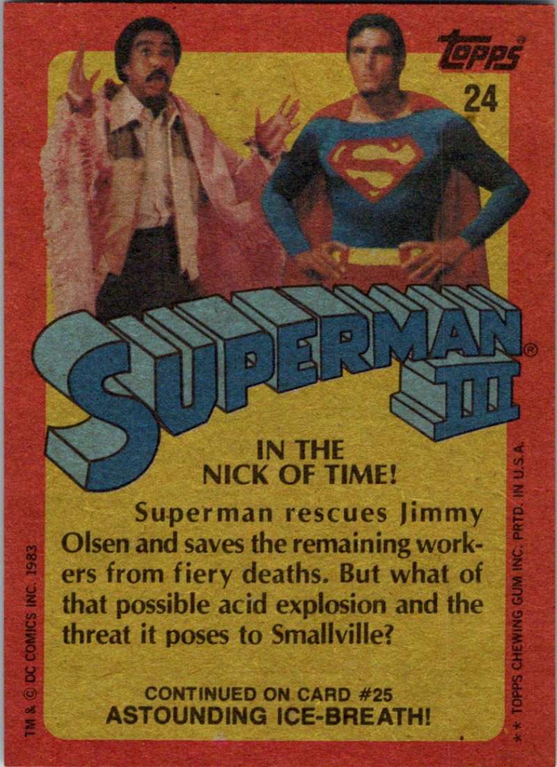 1983 Topps Superman III #24 In the Nick of Time! Image 2