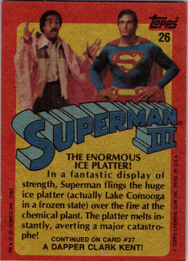 1983 Topps Superman III #26 The Enormous Ice Platter! Image 2