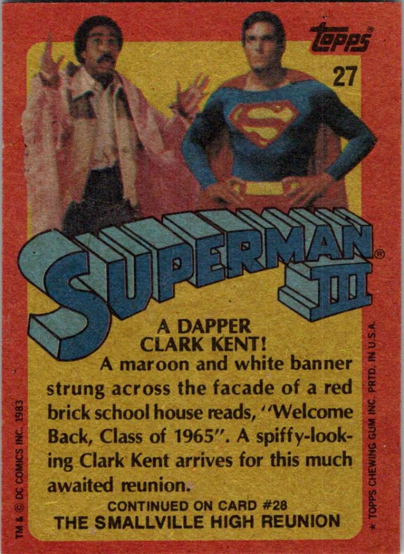 1983 Topps Superman III #27 A Dapper Clark Kent! Image 2