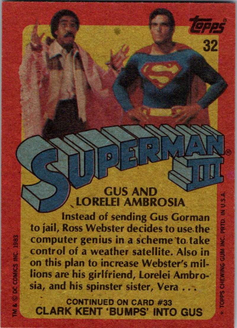 1983 Topps Superman III #32 Gus and Lorelei Ambrosia Image 2