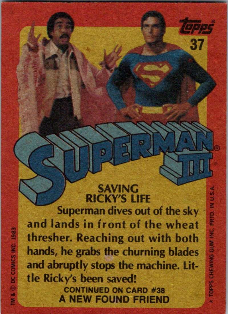 1983 Topps Superman III #37 Saving Ricky's Life