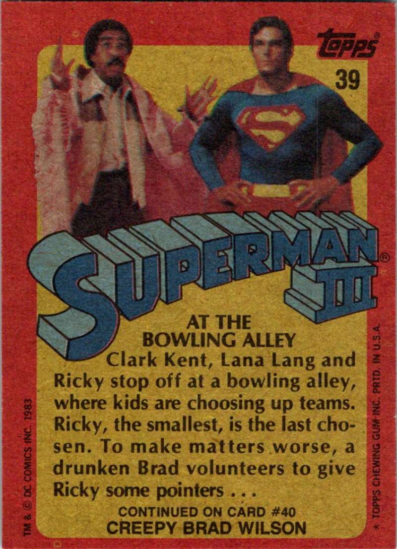 1983 Topps Superman III #39 At the Bowling Alley Image 2