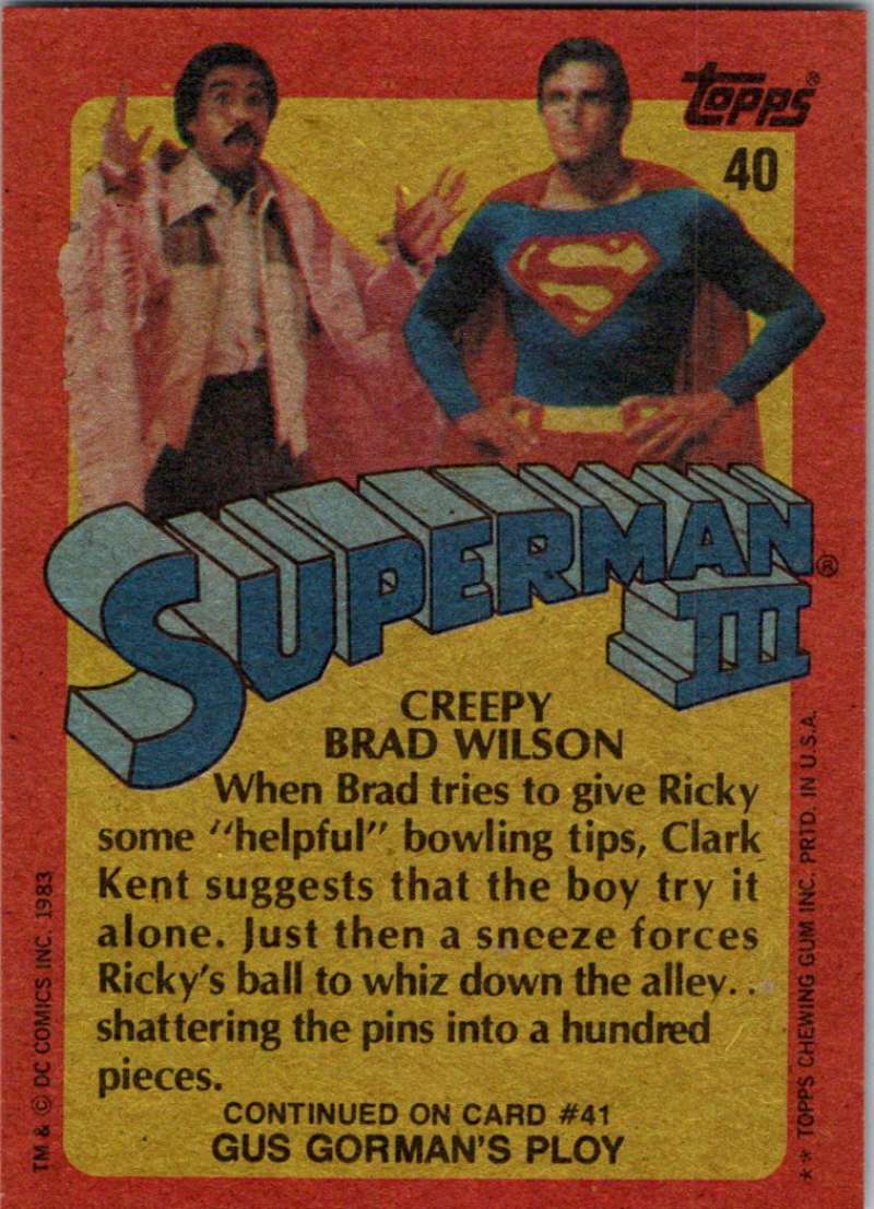 1983 Topps Superman III #40 Creepy Brad Wilson Image 2