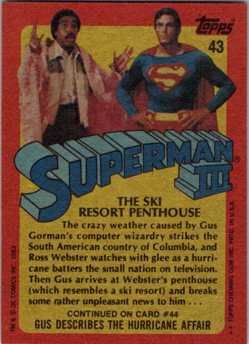 1983 Topps Superman III #43 The Ski Resort Penthouse Image 2