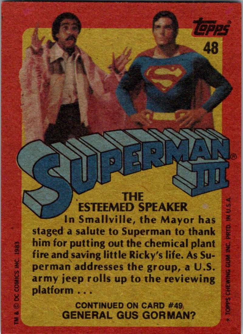 1983 Topps Superman III #48 The Esteemed Speaker Image 2