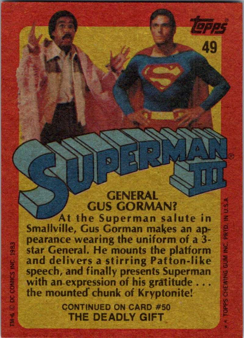 1983 Topps Superman III #49 General Gus Gorman? Image 2