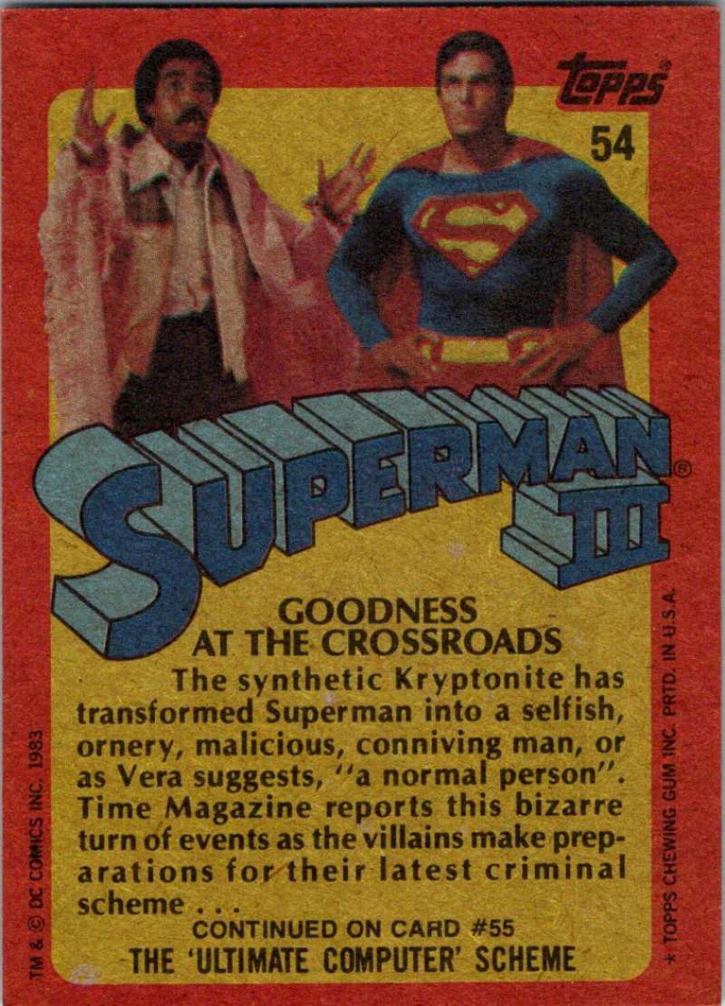 1983 Topps Superman III #54 Goodness at the Crossroads Image 2