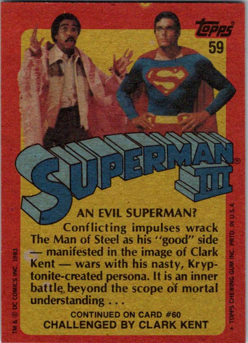 1983 Topps Superman III #59 An Evil Superman? Image 2