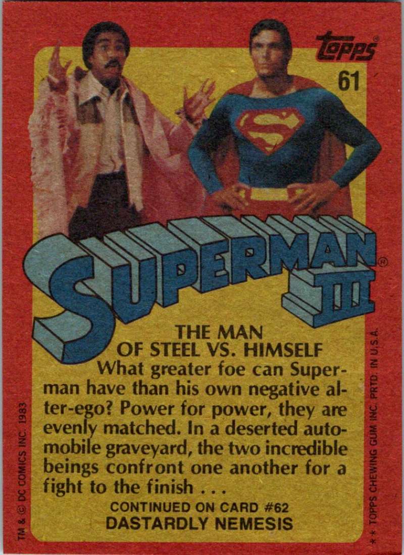 1983 Topps Superman III #61 The Man of Steel vs. Himself Image 2