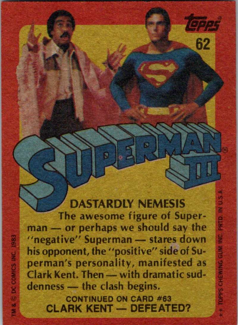 1983 Topps Superman III #62 Dastardly Nemesis Image 2