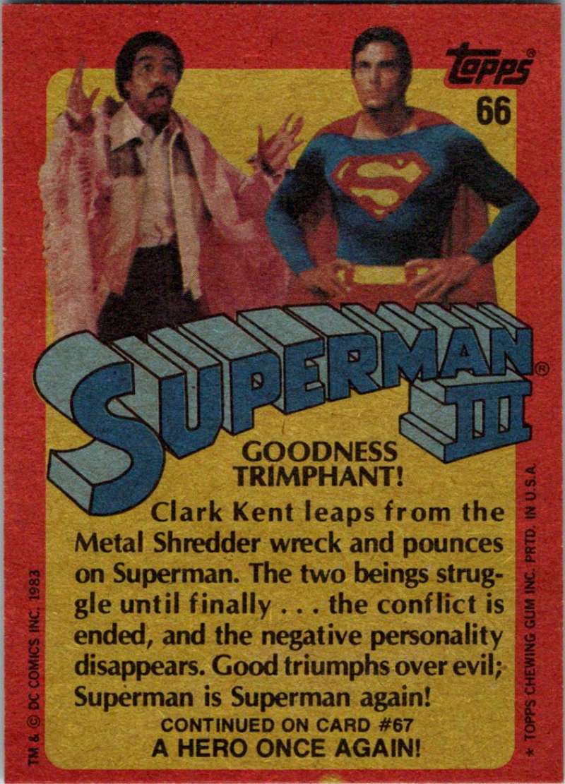 1983 Topps Superman III #66 Goodness Triumphant! Image 2