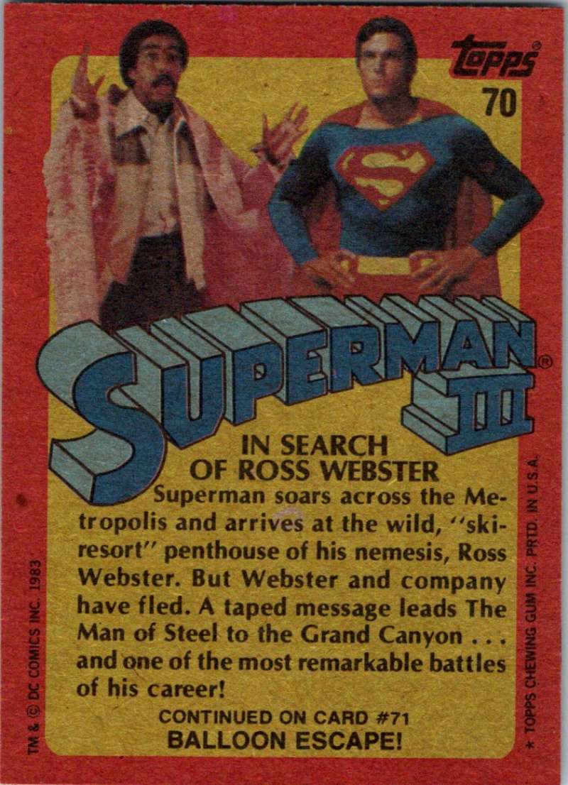 1983 Topps Superman III #70 In Search of Ross Webster Image 2