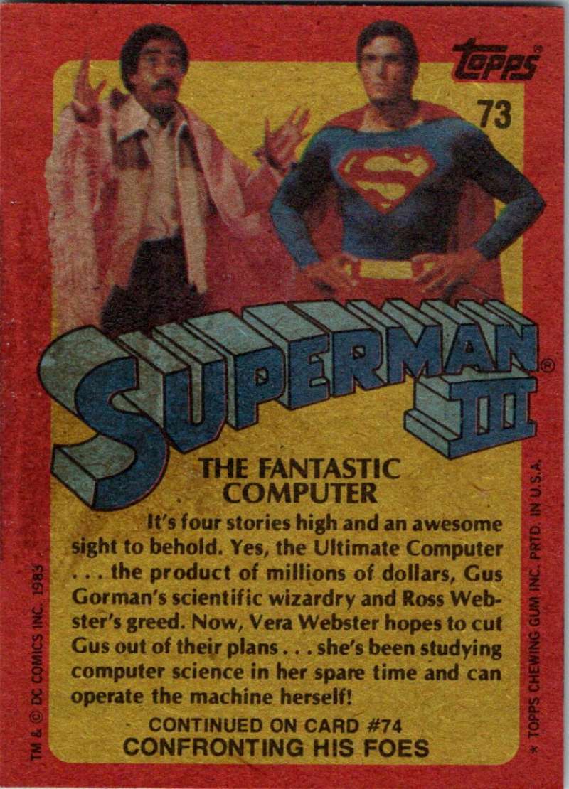 1983 Topps Superman III #73 The Fantastic Computer Image 2