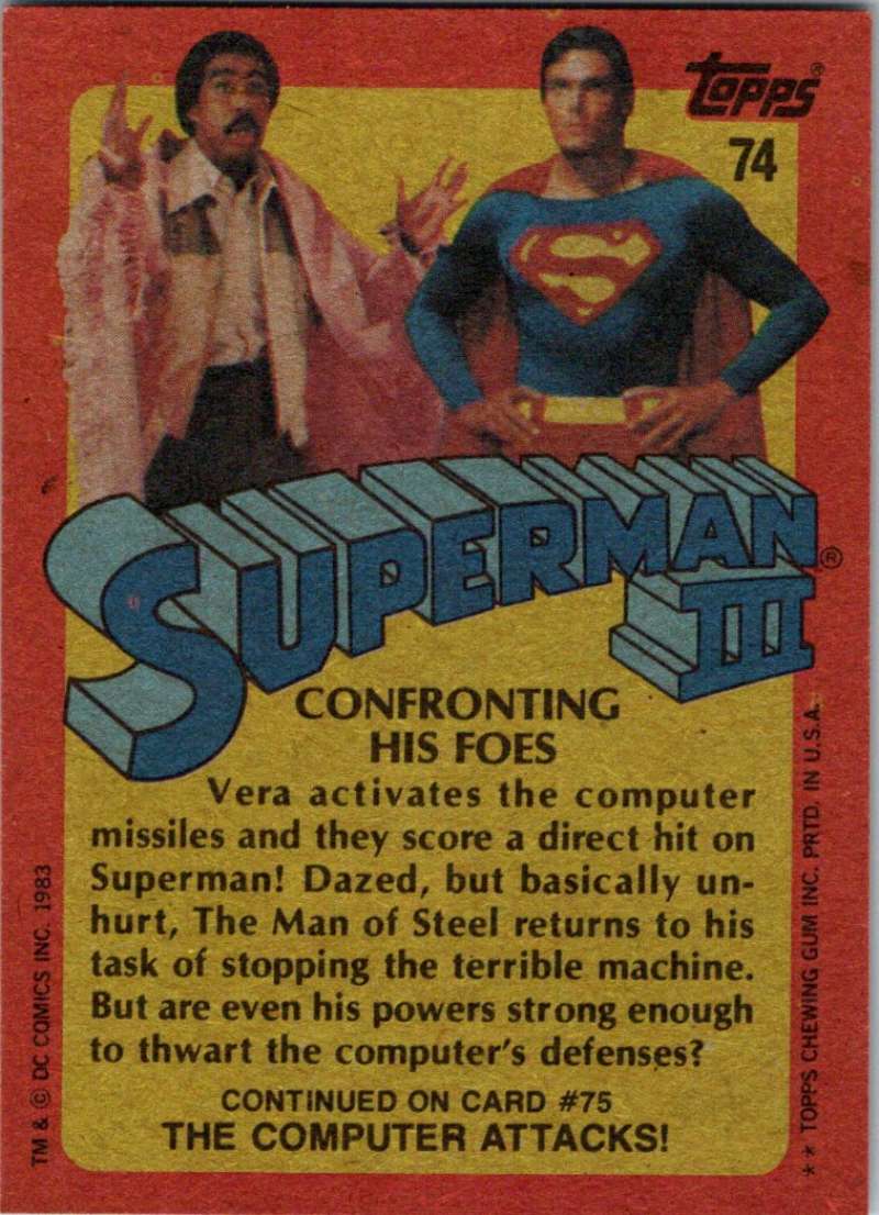 1983 Topps Superman III #74 Confronting His Foes Image 2