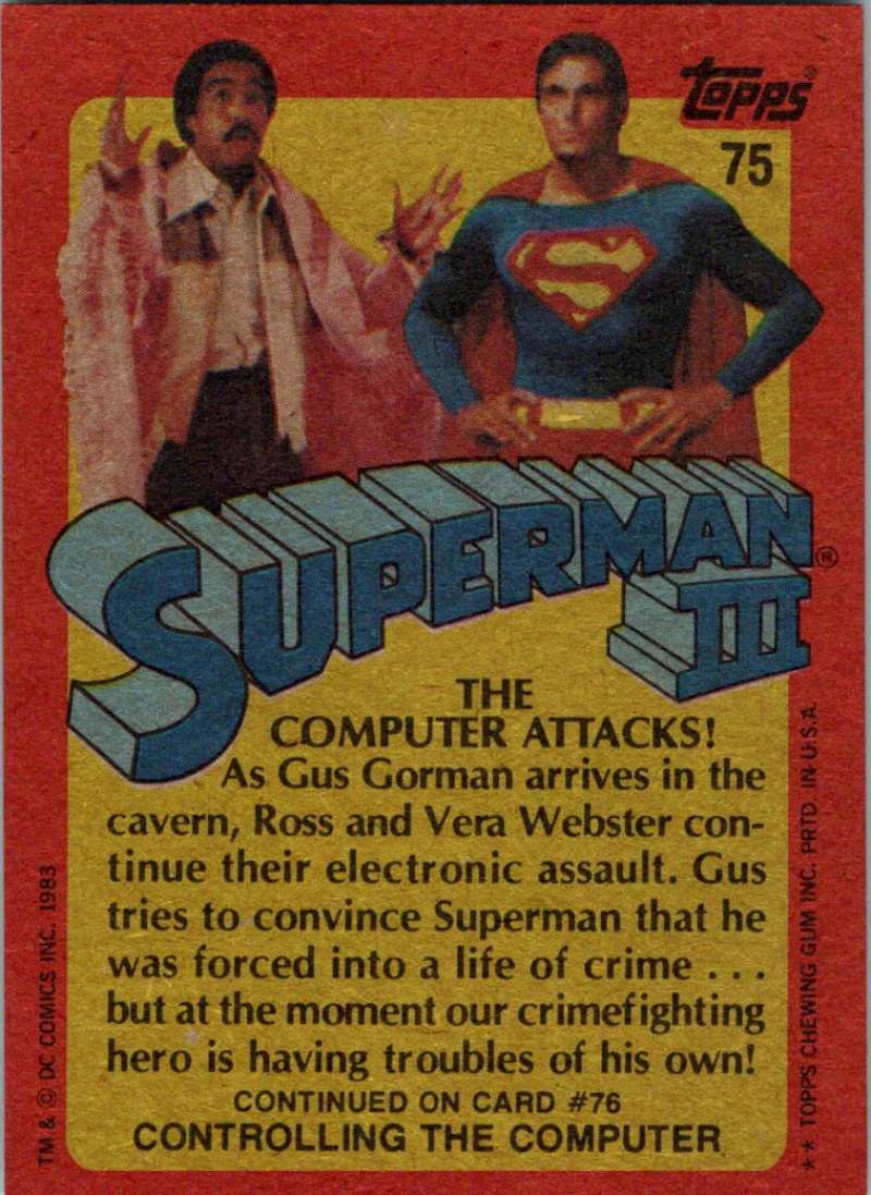 1983 Topps Superman III #75 The Computer Attacks! Image 2