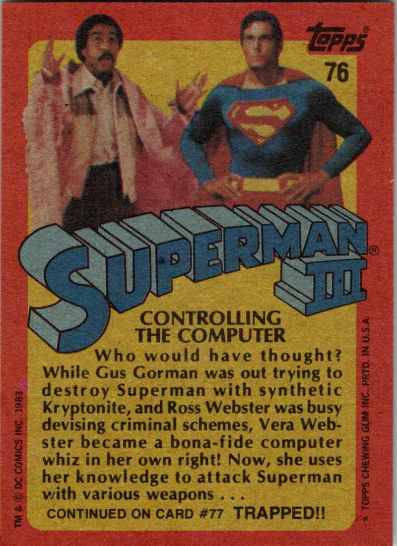 1983 Topps Superman III #76 Controlling the Computer Image 2
