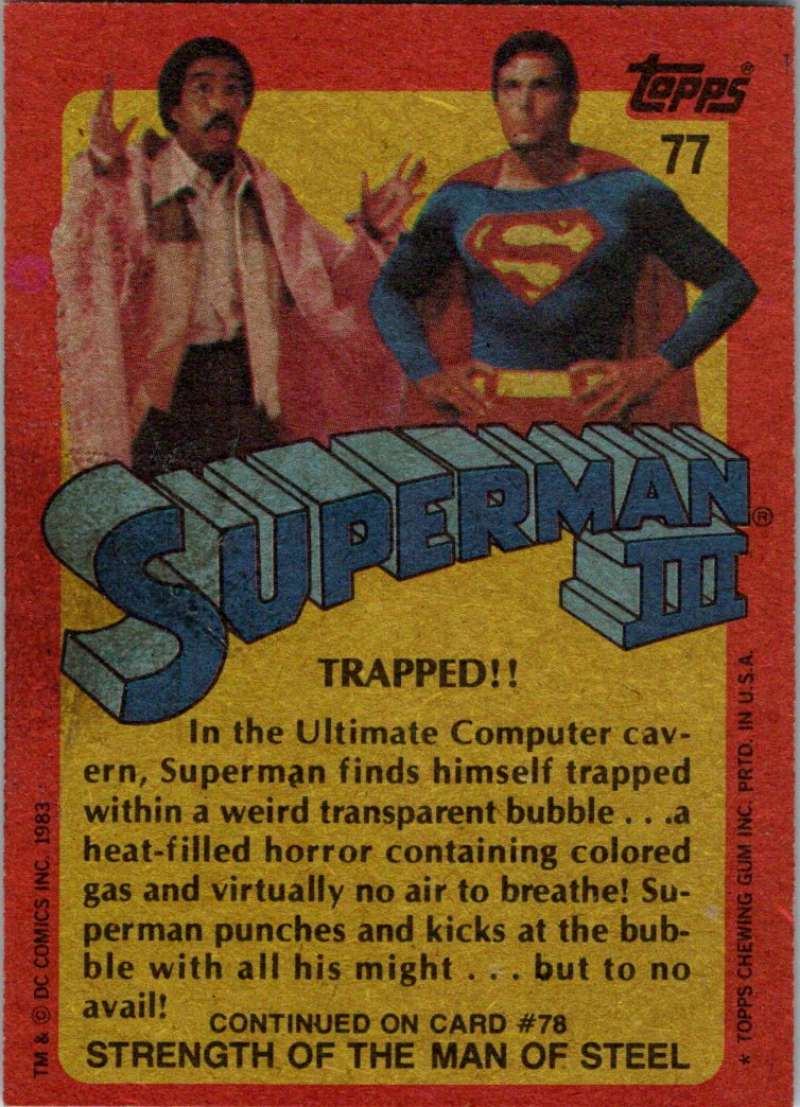 1983 Topps Superman III #77 Trapped!! Image 2