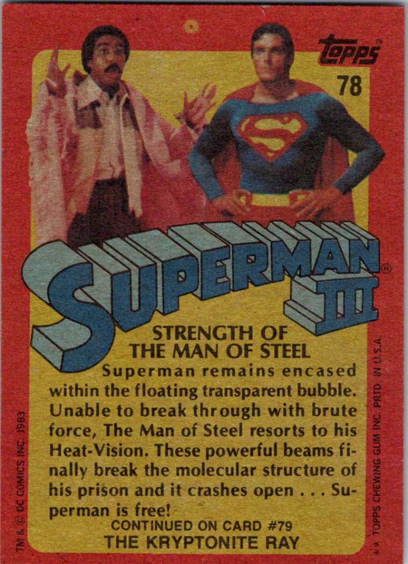 1983 Topps Superman III #78 Strength of the Man of Steel Image 2