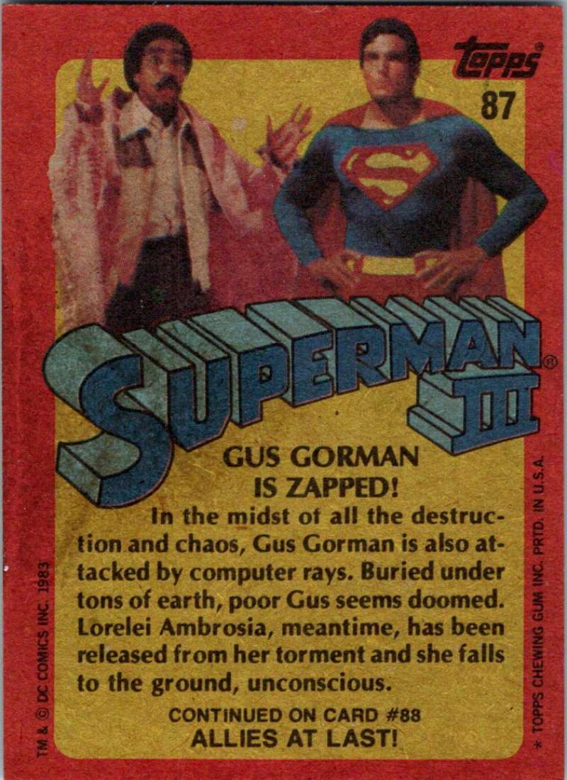 1983 Topps Superman III #87 Gus Gorman Is Zapped!