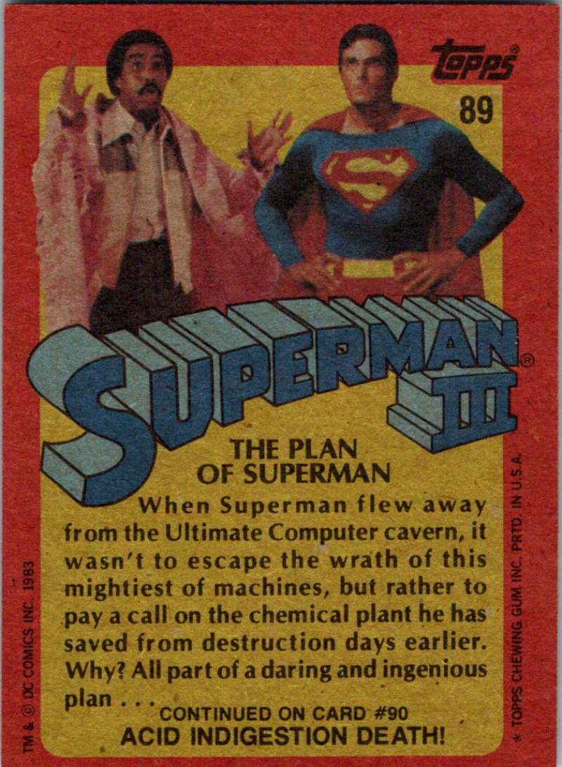 1983 Topps Superman III #89 The Plan of Superman Image 2