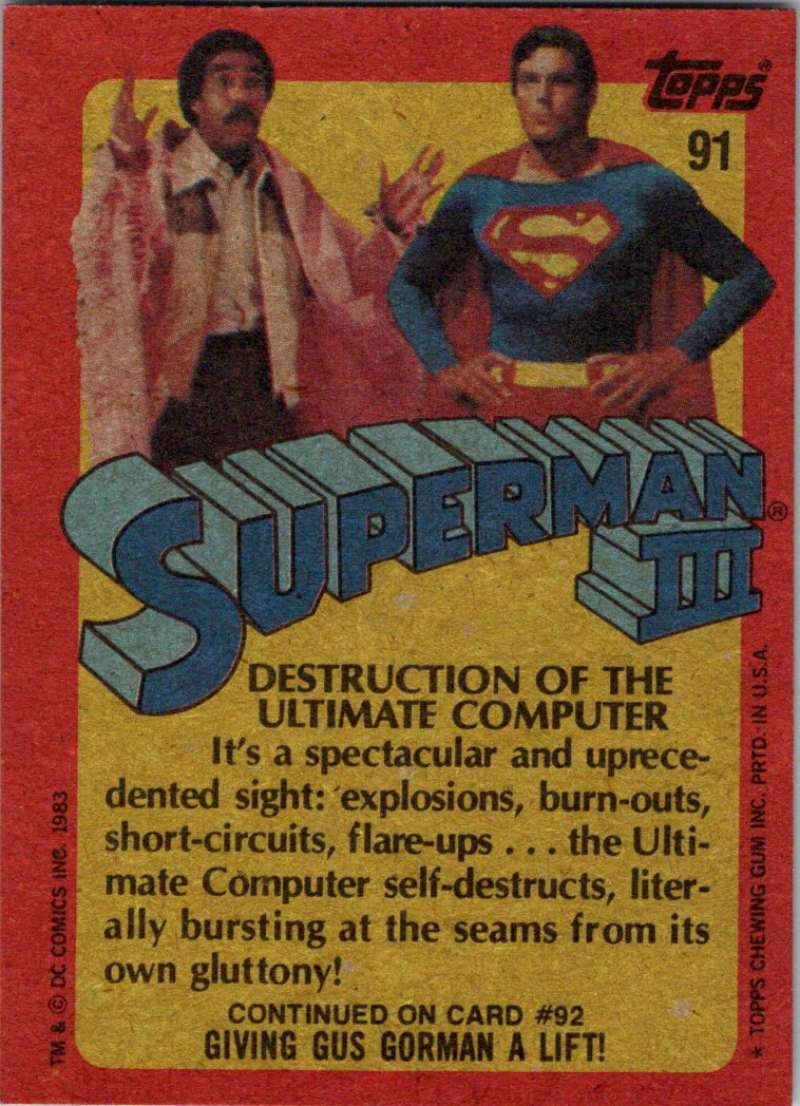 1983 Topps Superman III #91 Destruction of the Ultimate Computer Image 2