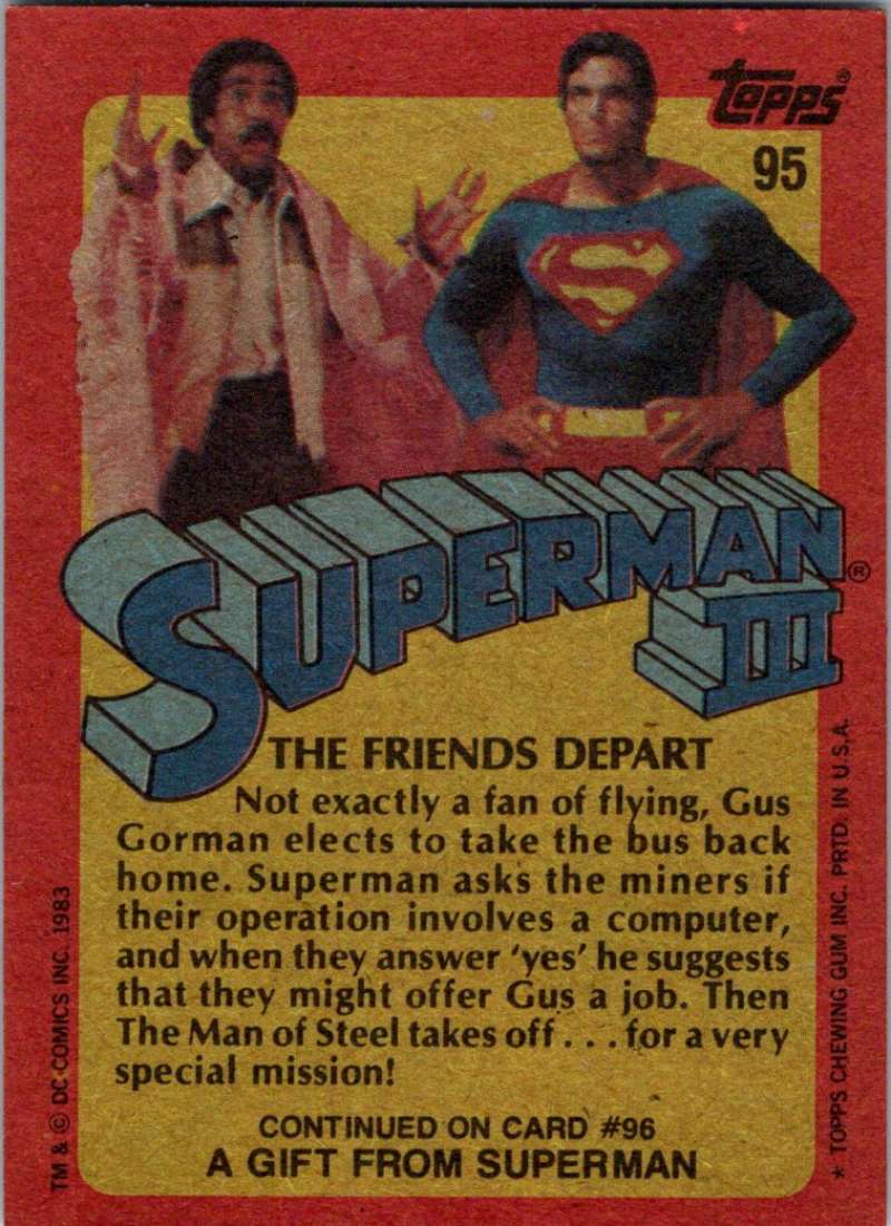 1983 Topps Superman III #95 The Friends Depart Image 2