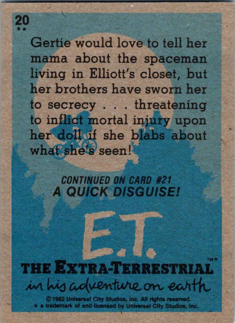 1982 Topps E.T. The Extraterrestrial #20 Gertie Says "Hi!" Image 2