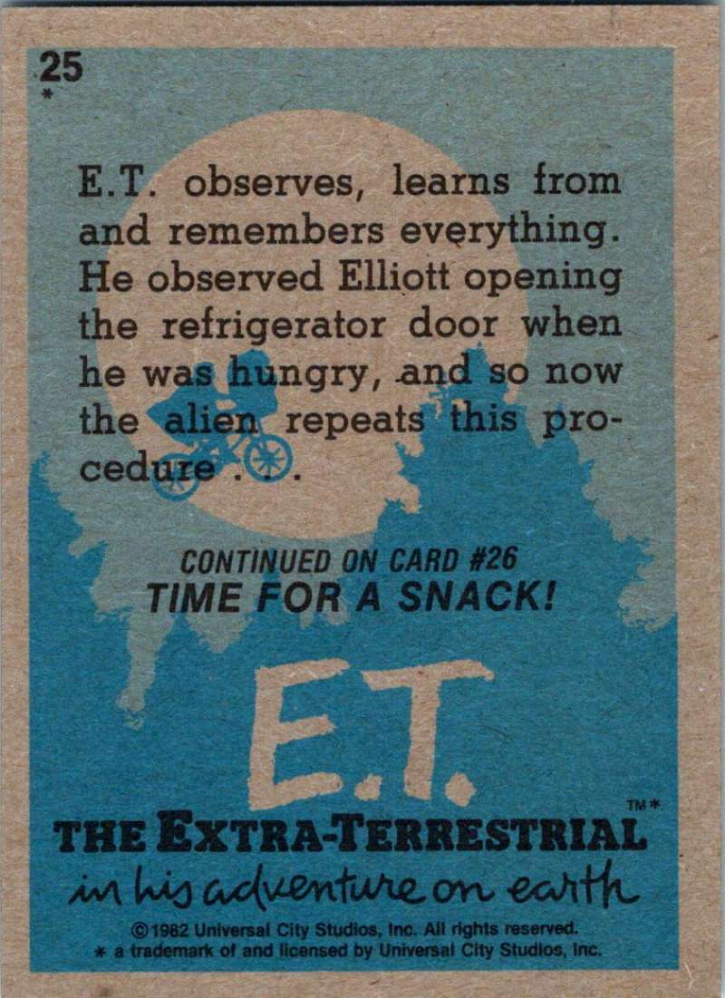 1982 Topps E.T. The Extraterrestrial #25 What's In the Fridge? Image 2