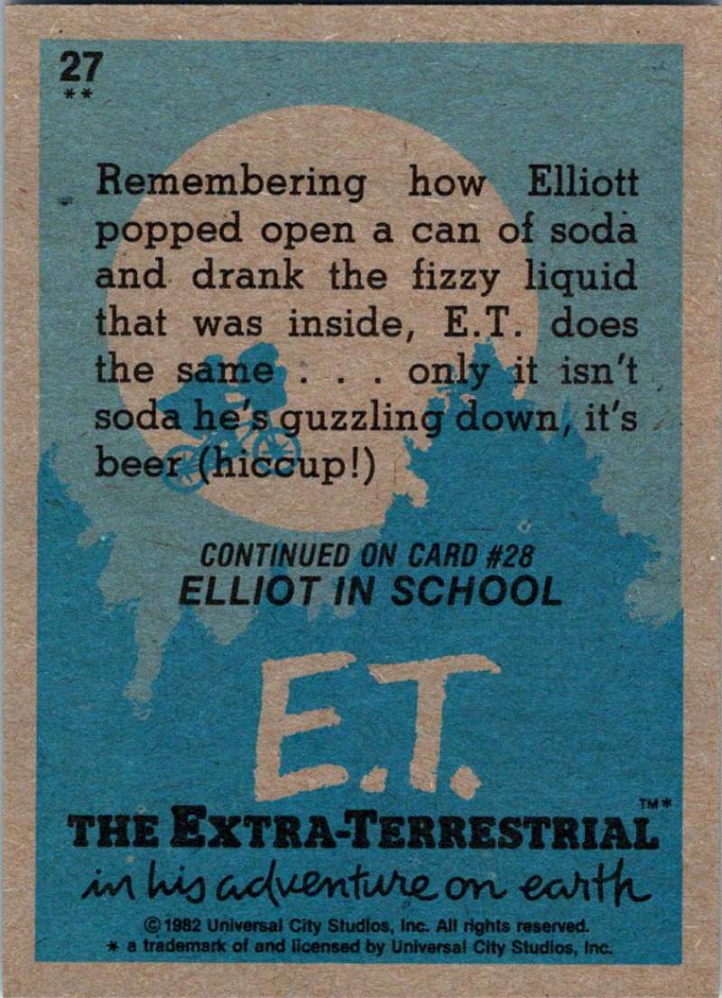 1982 Topps E.T. The Extraterrestrial #27 Unearthly Thirst! Image 2
