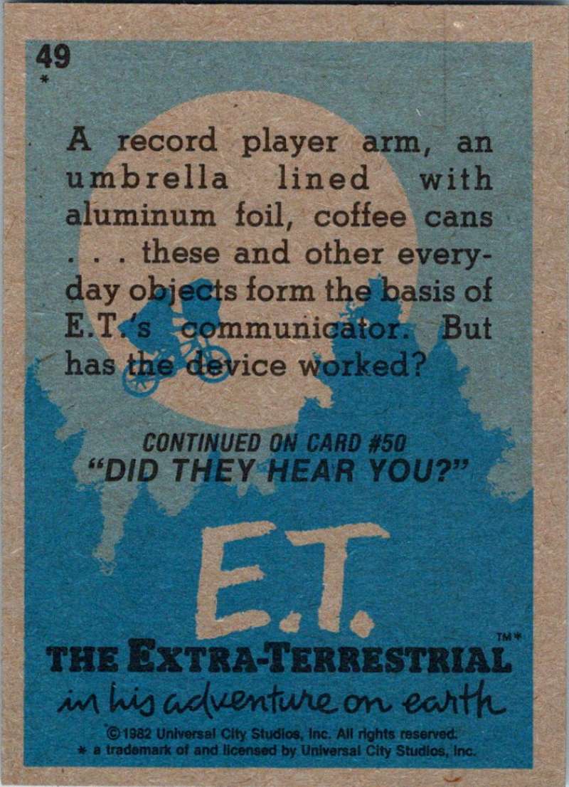 1982 Topps E.T. The Extraterrestrial #49 Message into Space! Image 2