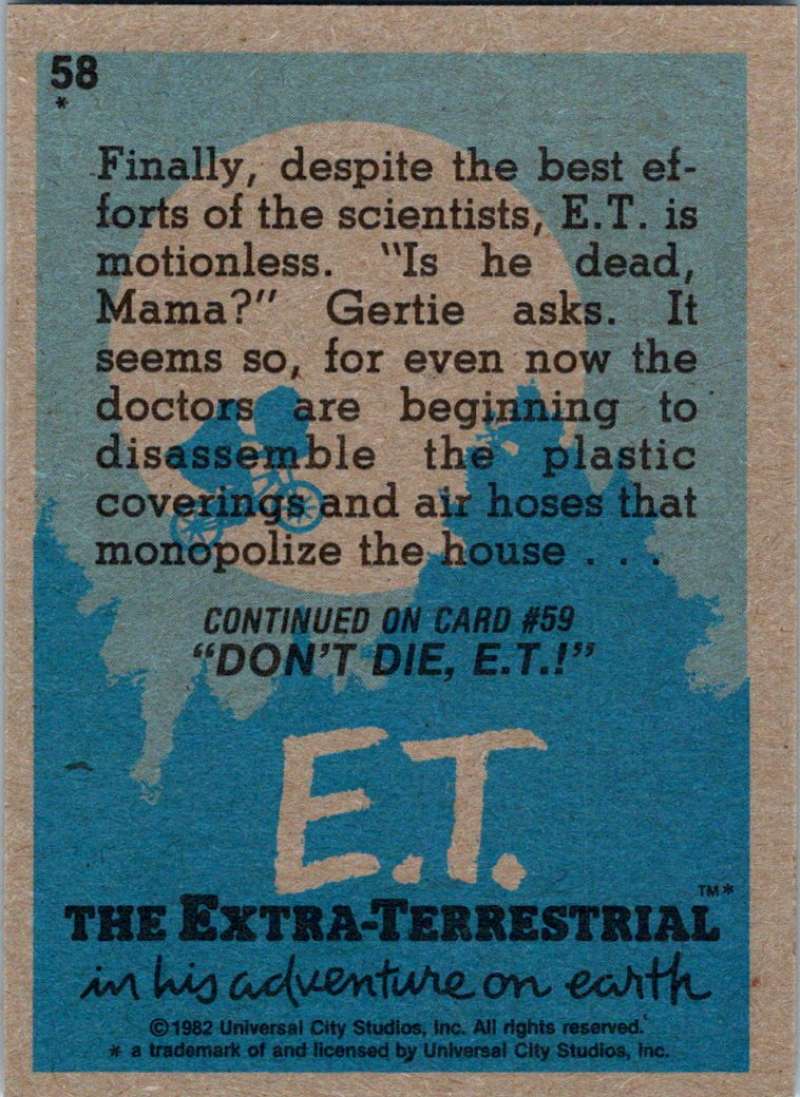 1982 Topps E.T. The Extraterrestrial #58 The Emergency Ends Image 2