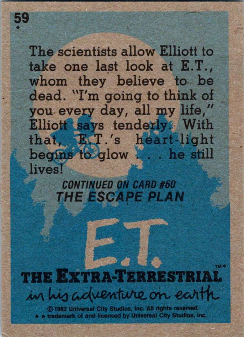1982 Topps E.T. The Extraterrestrial #59 Don't Die/E.T.! Image 2