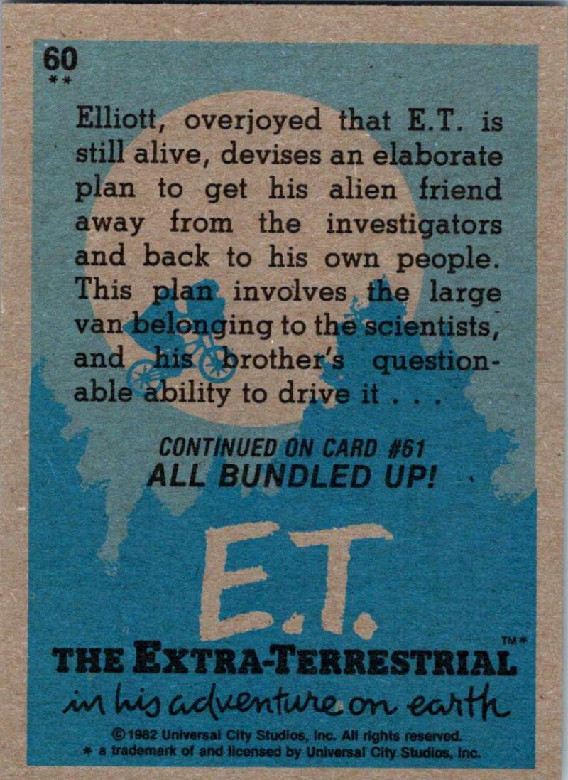 1982 Topps E.T. The Extraterrestrial #60 The Escape Plan Image 2