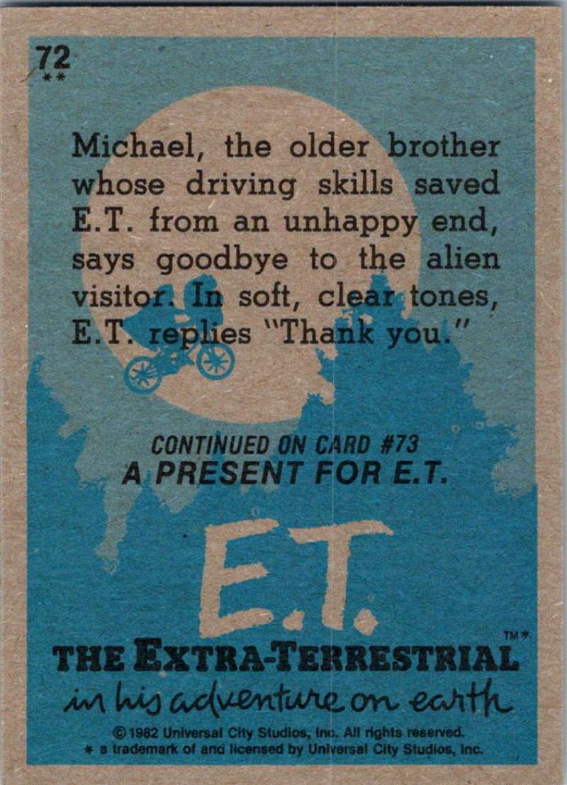 1982 Topps E.T. The Extraterrestrial #72 Michael's Farewell Image 2