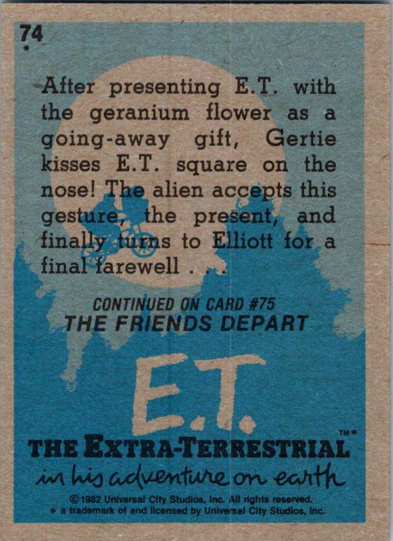 1982 Topps E.T. The Extraterrestrial #74 Gertie's Goodbye Kiss Image 2