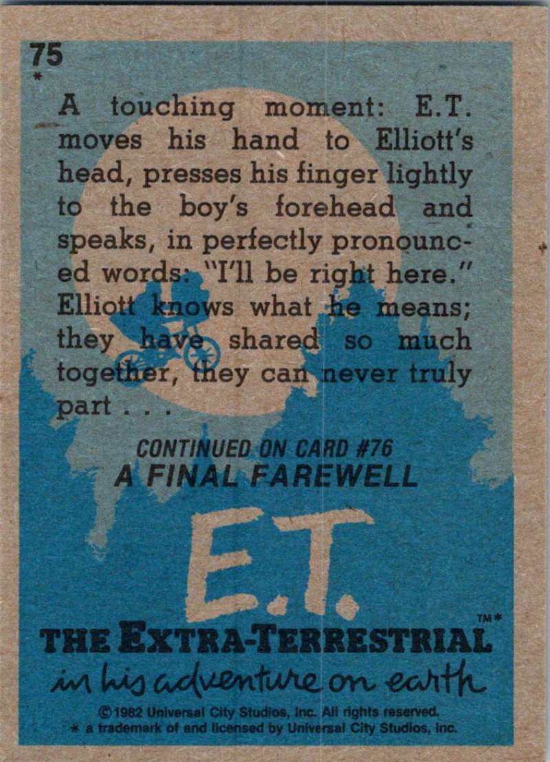 1982 Topps E.T. The Extraterrestrial #75 The Friends Depart Image 2