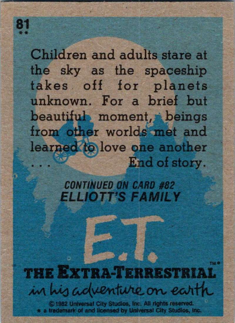 1982 Topps E.T. The Extraterrestrial #81 Return To Outer Space Image 2