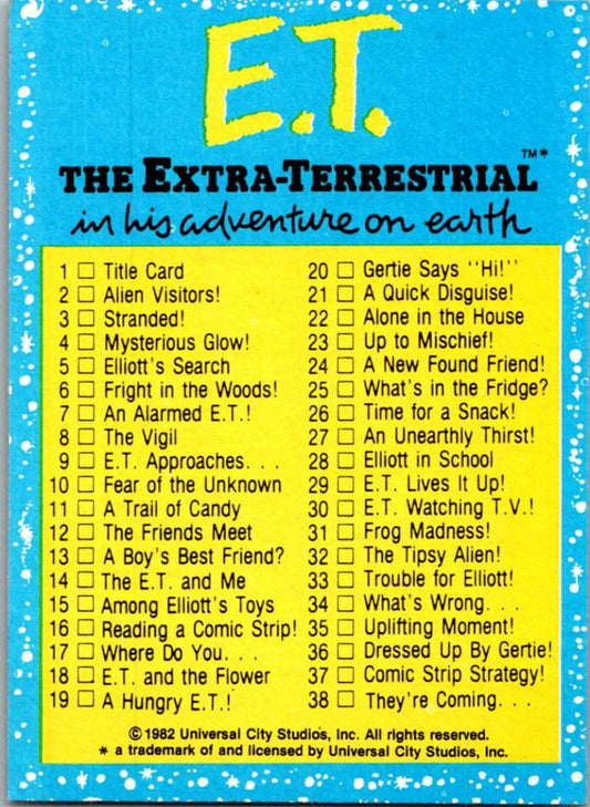 1982 Topps E.T. The Extraterrestrial #87 Checklist Image 1