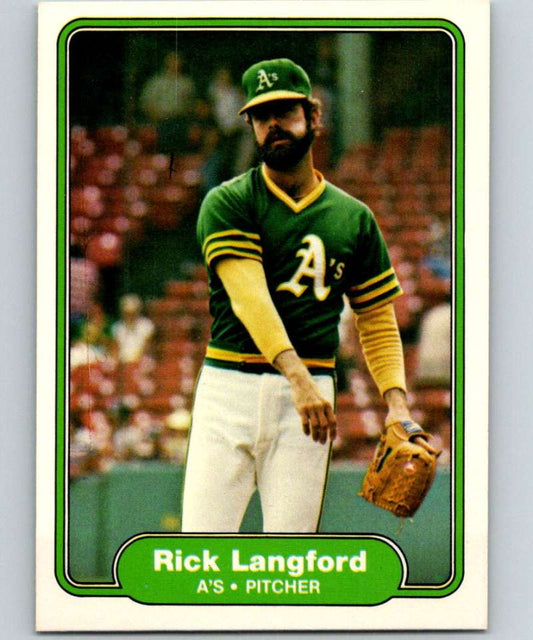 1982 Fleer #98 Rick Langford Athletics Image 1