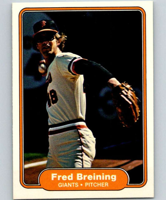 1982 Fleer #385 Fred Breining RC Rookie Giants Image 1
