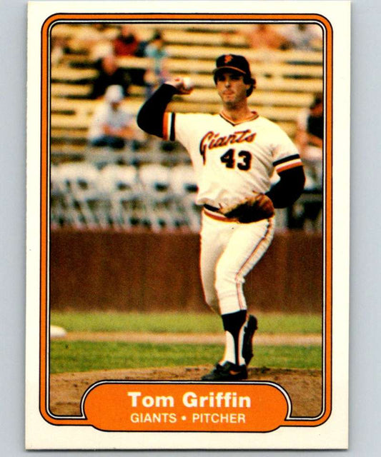 1982 Fleer #389 Tom Griffin Giants Image 1