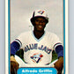 1982 Fleer #615 Alfredo Griffin Blue Jays Image 1