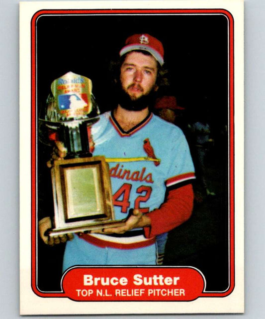 1982 Fleer #631 Bruce Sutter Cardinals Top NL Relief Pitcher Image 1
