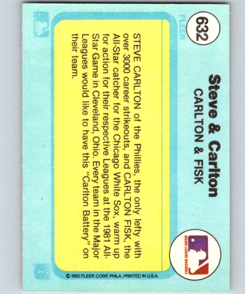 1982 Fleer #632 Steve Carlton/Carlton Fisk