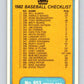1982 Fleer #653 Checklist: Rangers/White Sox Image 2