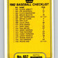 1982 Fleer #657 Checklist: Mariners/Mets Image 1