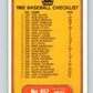 1982 Fleer #657 Checklist: Mariners/Mets Image 2